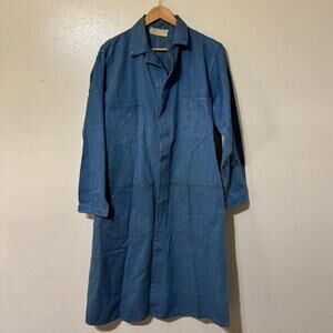 True Vintage 60s Red Kap HBT Blue Starched Workwear Chore Coat Size L